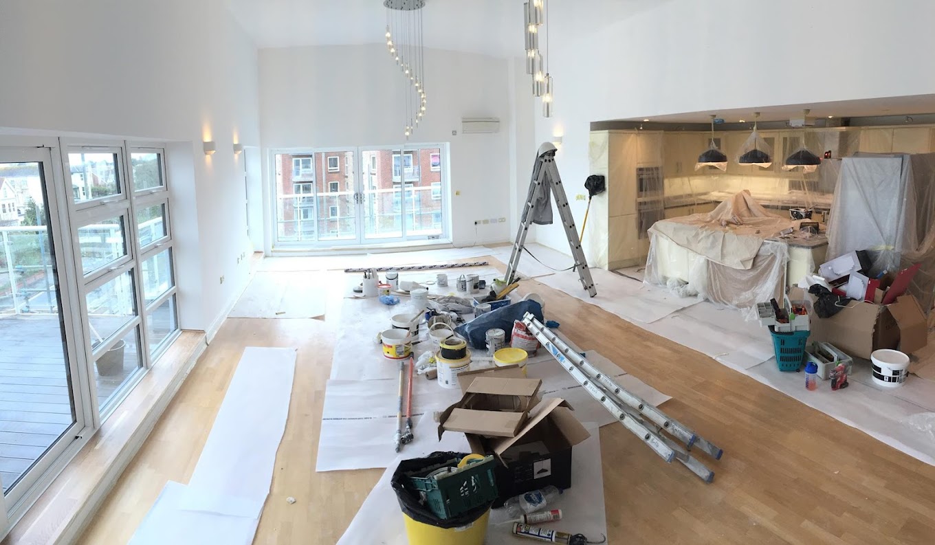 Apartment lighting installation in progress