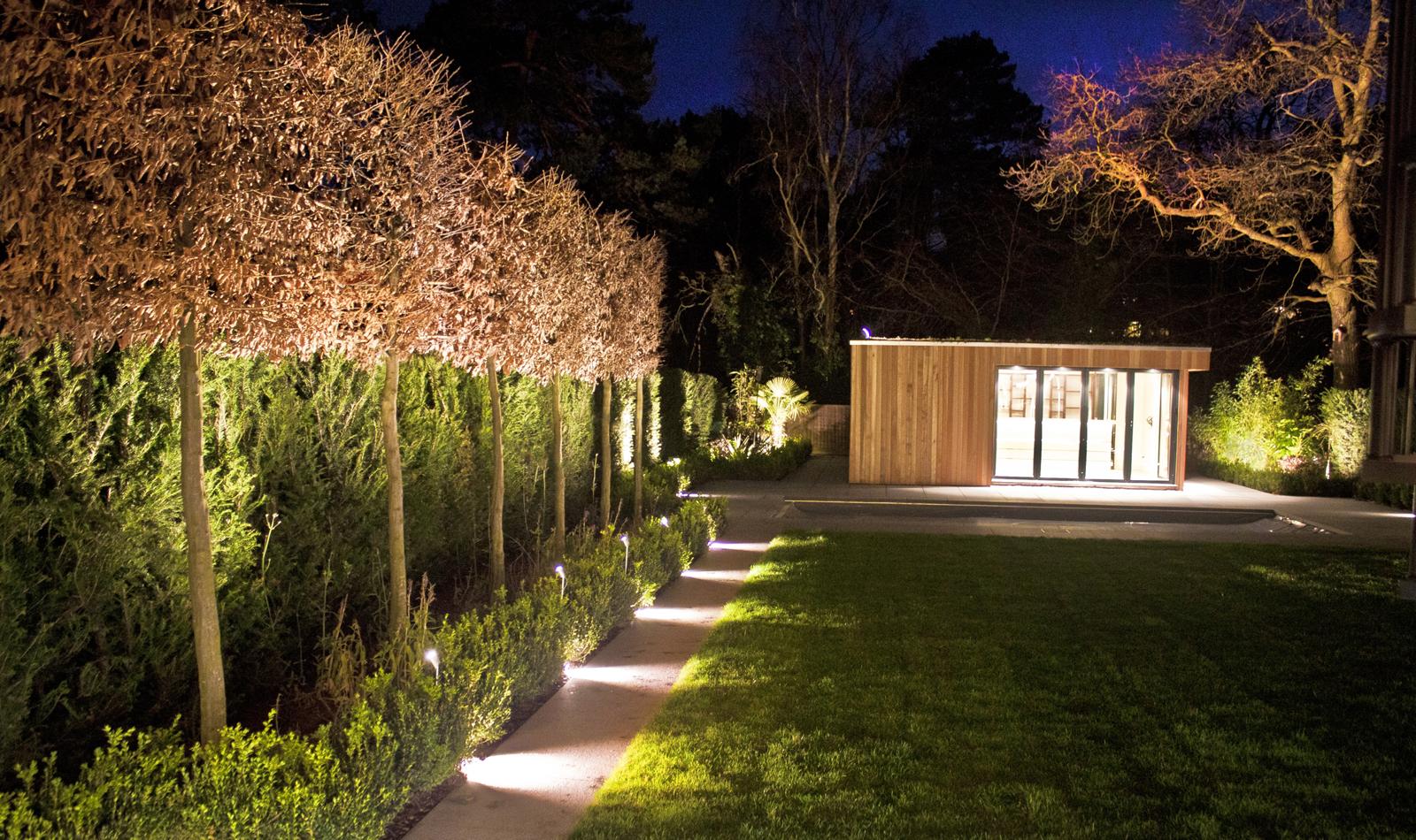 Garden path lighting at night