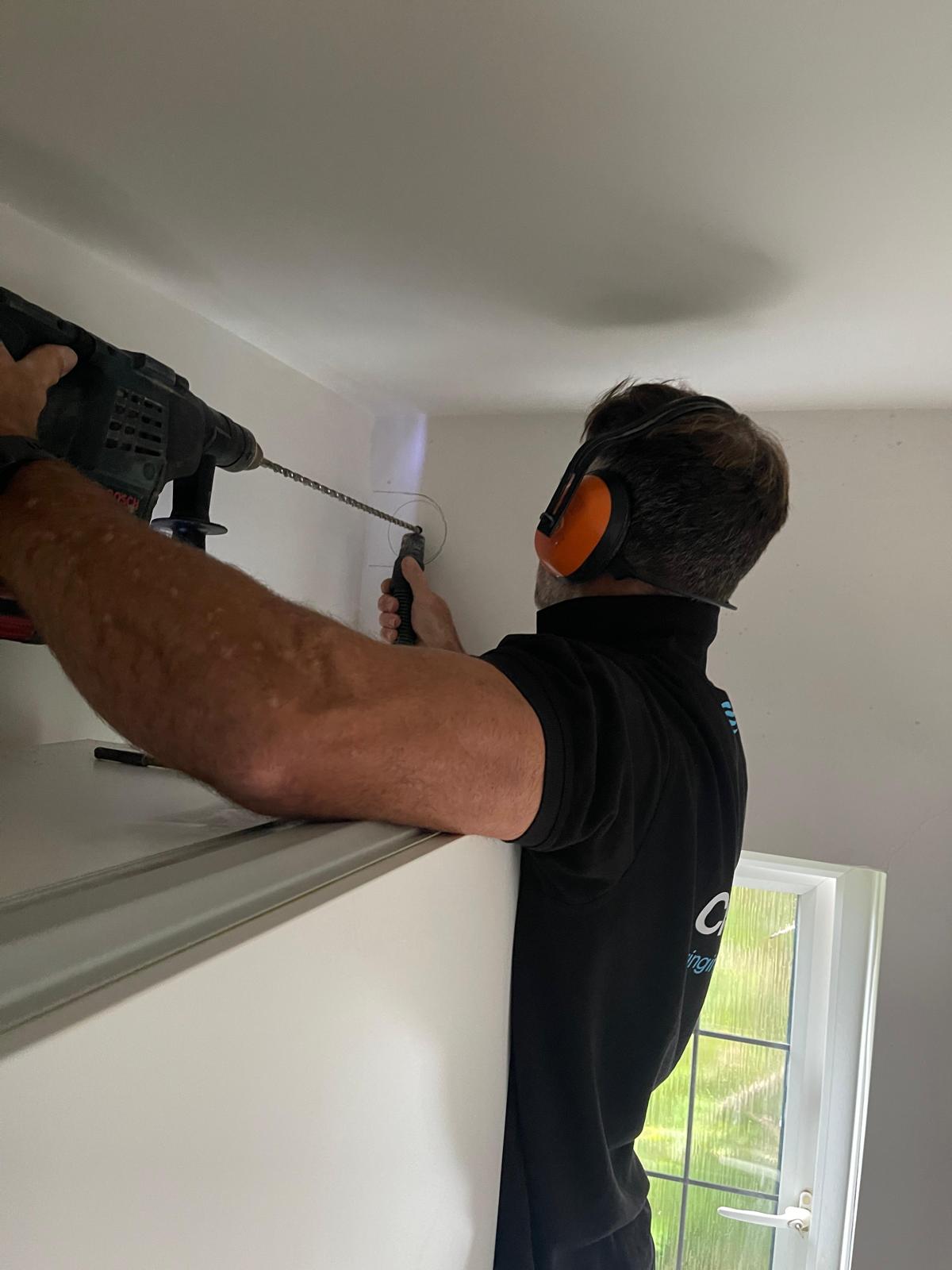 Wall cable drilling for electrical installation